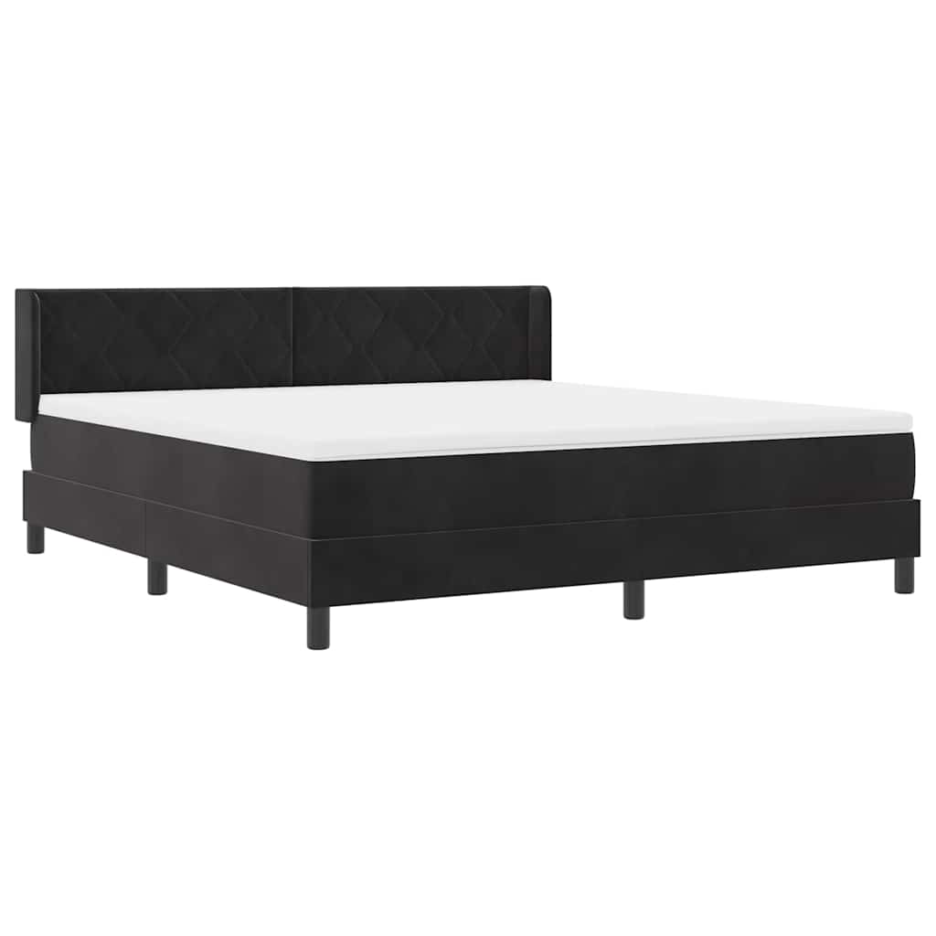 Box spring seng med hovedgærde Sort 200 x 180 cm Fløjl