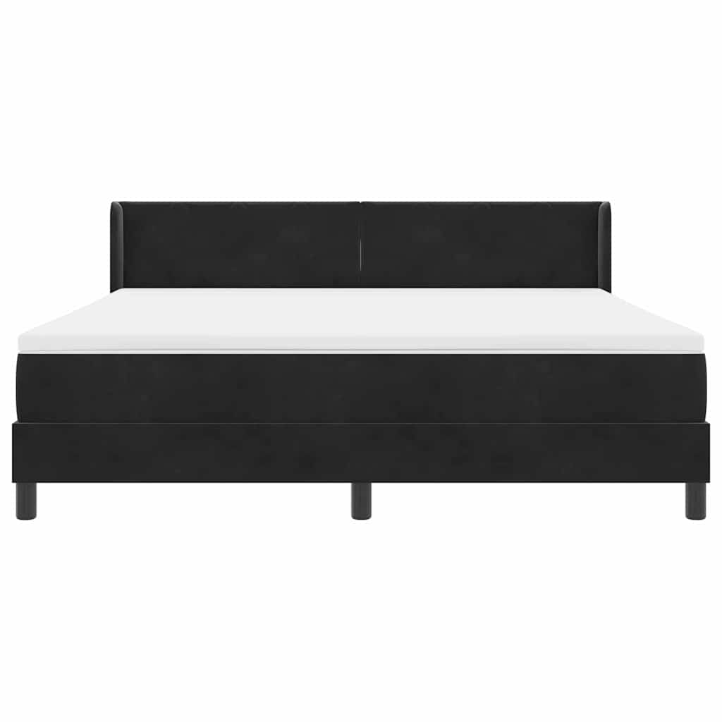 Box spring seng med hovedgærde Sort 200 x 180 cm Fløjl