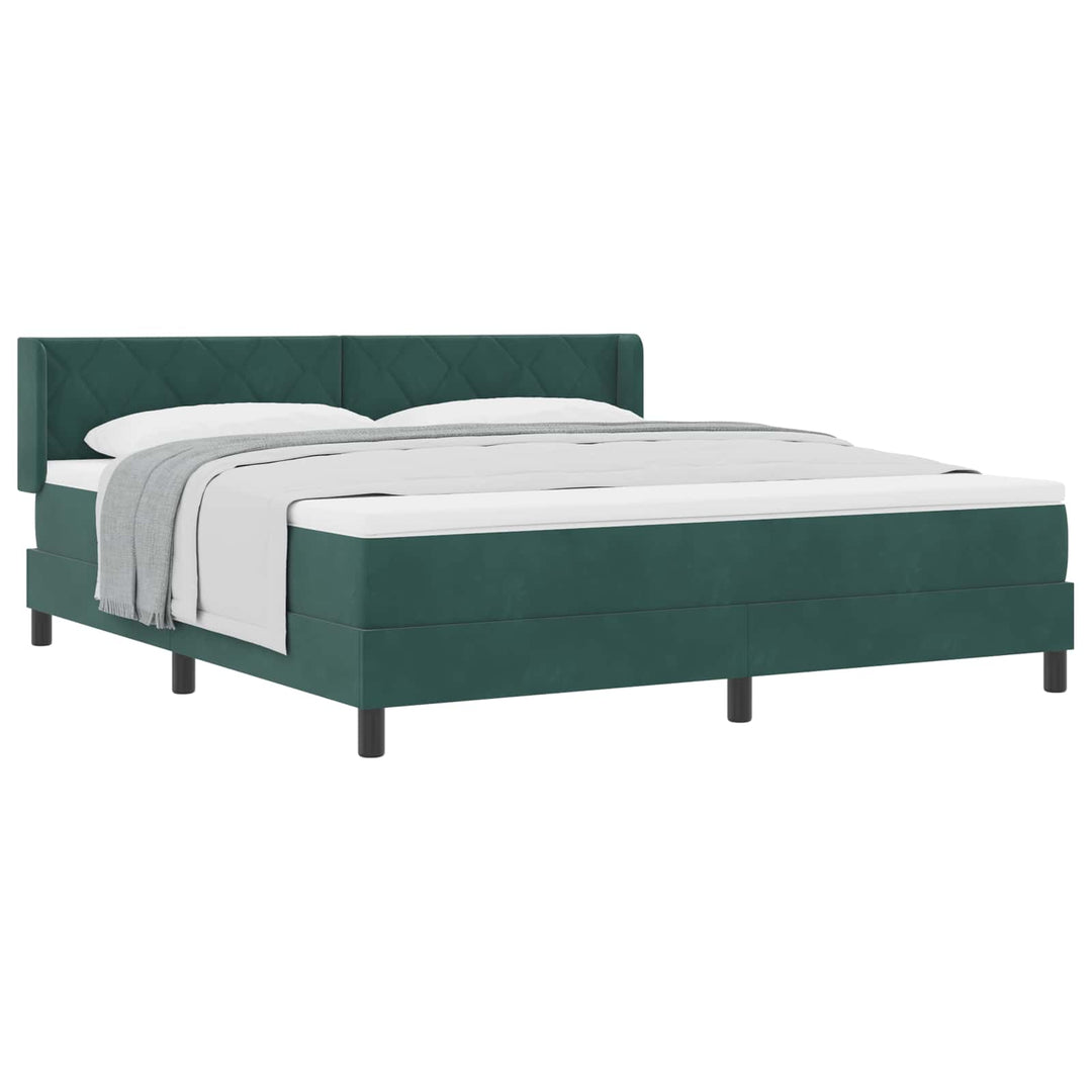 Box spring seng med hovedgærde Mørkegrøn 200 x 180 cm Fløjl