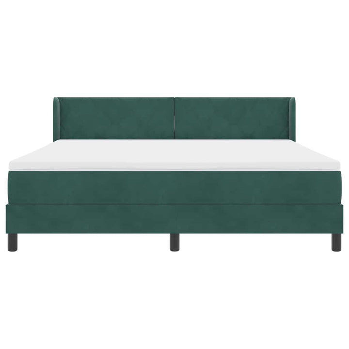 Box spring seng med hovedgærde Mørkegrøn 200 x 180 cm Fløjl