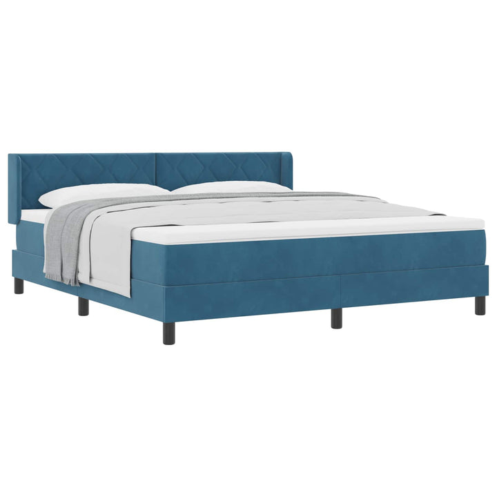 Box spring seng med hovedgærde Mørk blå 200 x 180 cm Fløjl