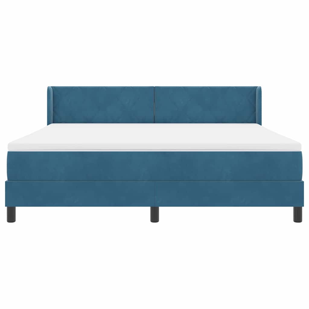 Box spring seng med hovedgærde Mørk blå 200 x 180 cm Fløjl