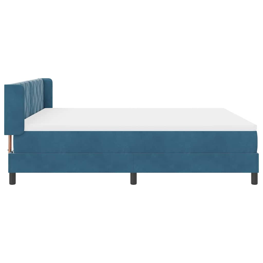 Box spring seng med hovedgærde Mørk blå 200 x 180 cm Fløjl