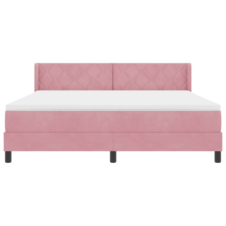 Box spring seng med hovedgærde Lyserød 200 x 180 cm Fløjl