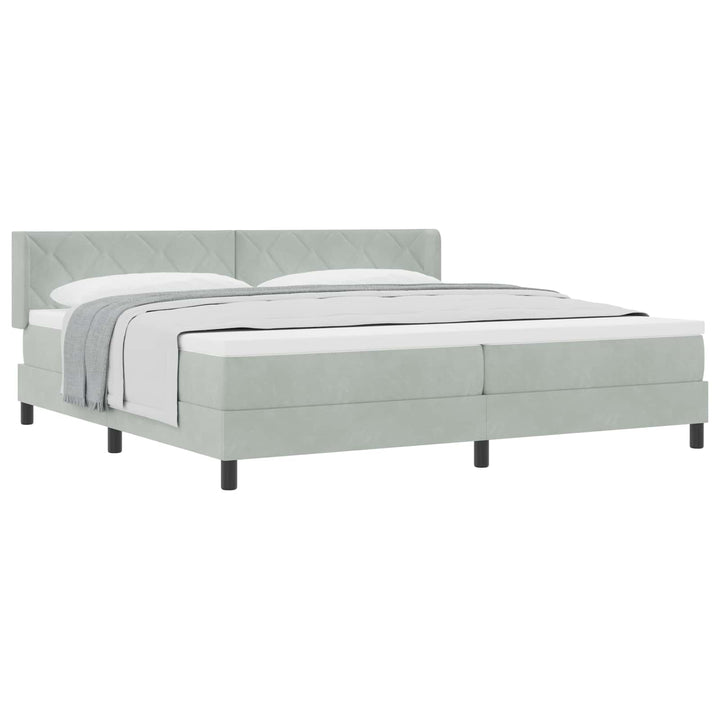 Box spring seng med hovedgærde Lysegrå 200 x 200 cm Fløjl