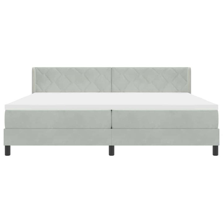 Box spring seng med hovedgærde Lysegrå 200 x 200 cm Fløjl