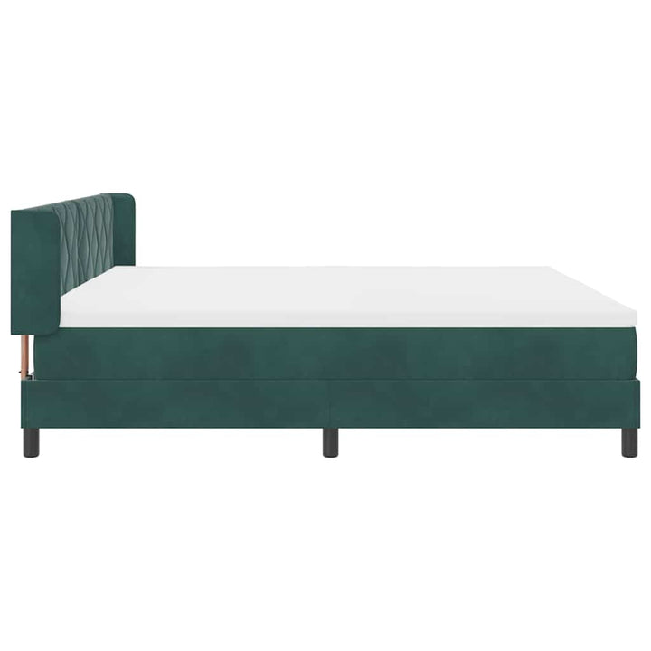 Box spring seng med hovedgærde Mørkegrøn 200 x 200 cm Fløjl