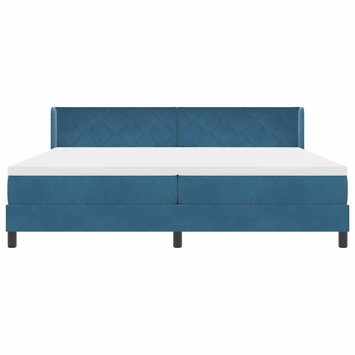 Box spring seng med hovedgærde Mørk blå 200 x 200 cm Fløjl