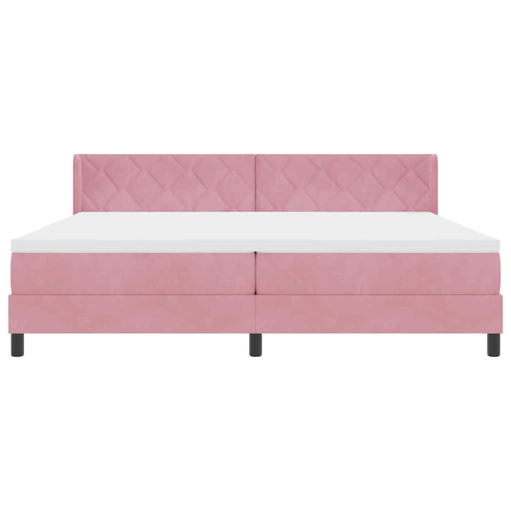 Box spring seng med hovedgærde Lyserød 200 x 200 cm Fløjl