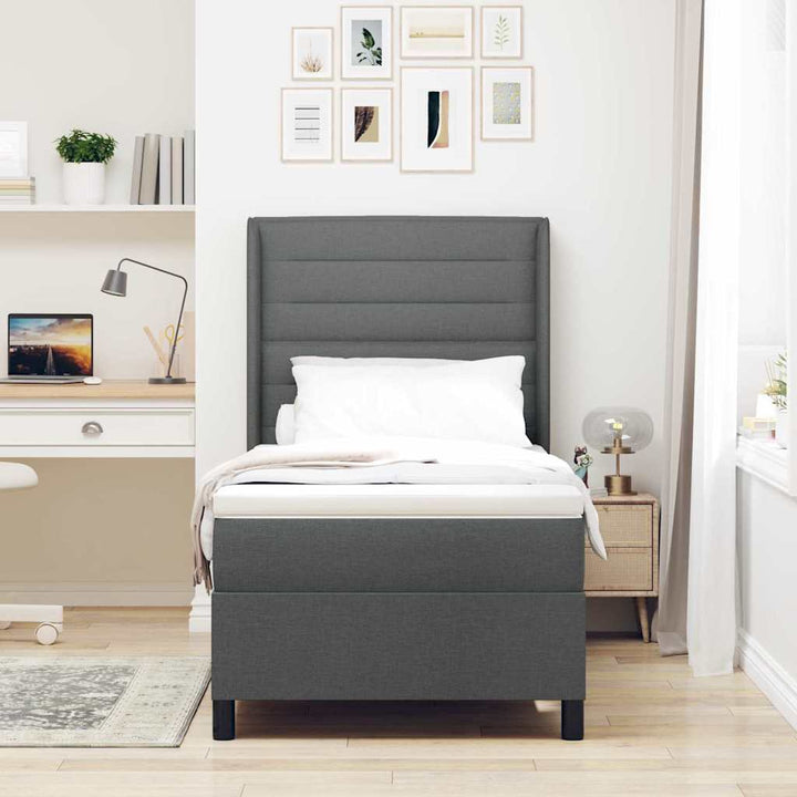 Box spring seng med madras Mørkegrå 200 x 80 cm Stof