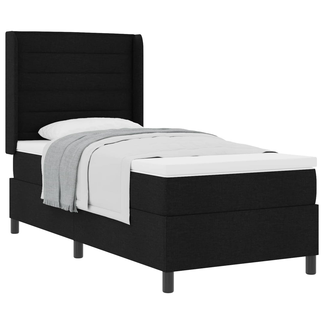 Box spring seng med madras med hovedgærde Sort 200 x 80 cm Stof