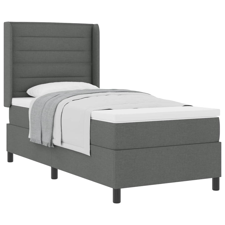 Box spring seng med madras Mørkegrå 190 x 90 cm Stof