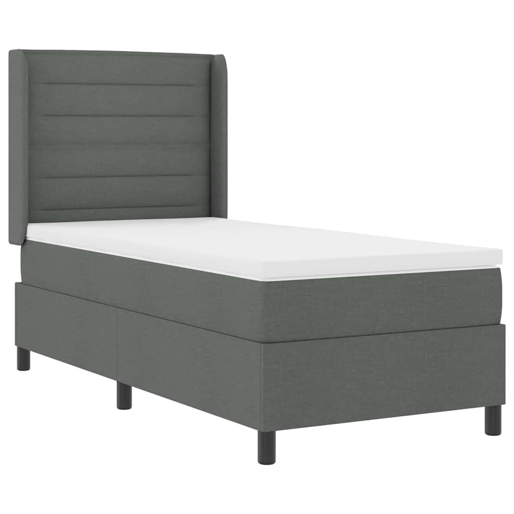 Box spring seng med madras Mørkegrå 190 x 90 cm Stof