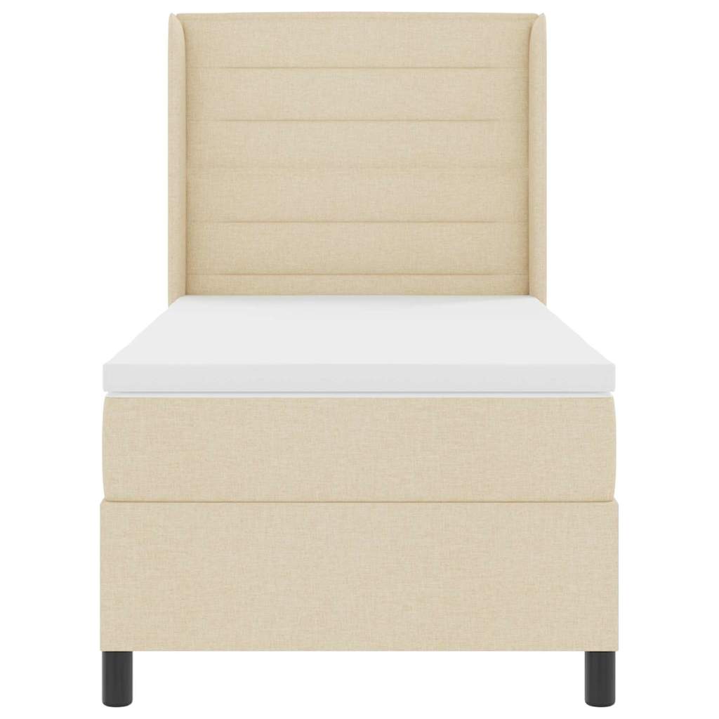 Box spring seng med madras Creme 190 x 90 cm Stof