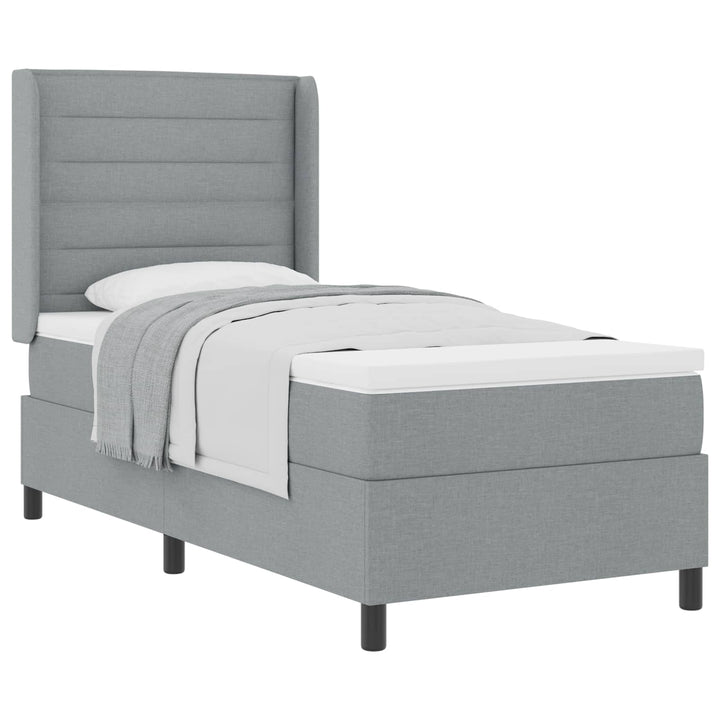 Box spring seng med pude Lysegrå 200 x 90 cm Stof