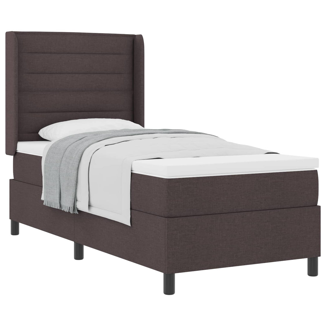 Box spring seng med madras Mørk Brun 200 x 90 cm Stof