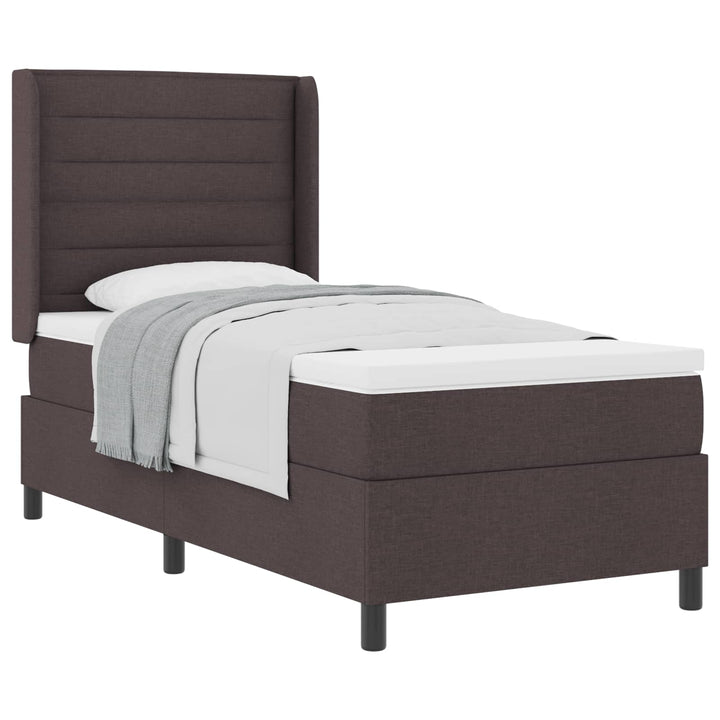 Box spring seng med madras Mørk Brun 200 x 90 cm Stof