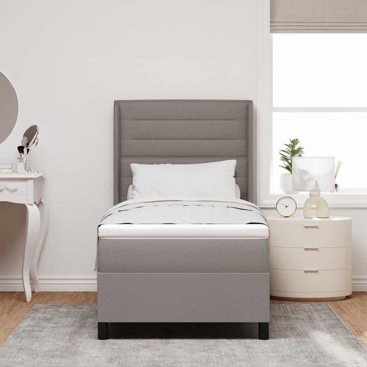 Box spring seng med pude Gråbrun 200 x 90 cm Stof