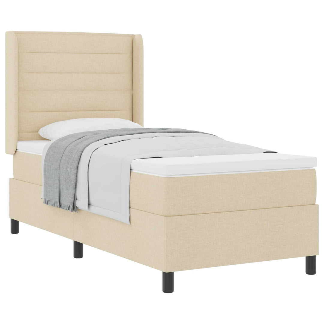 Box spring seng med madras Creme 200 x 90 cm Stof