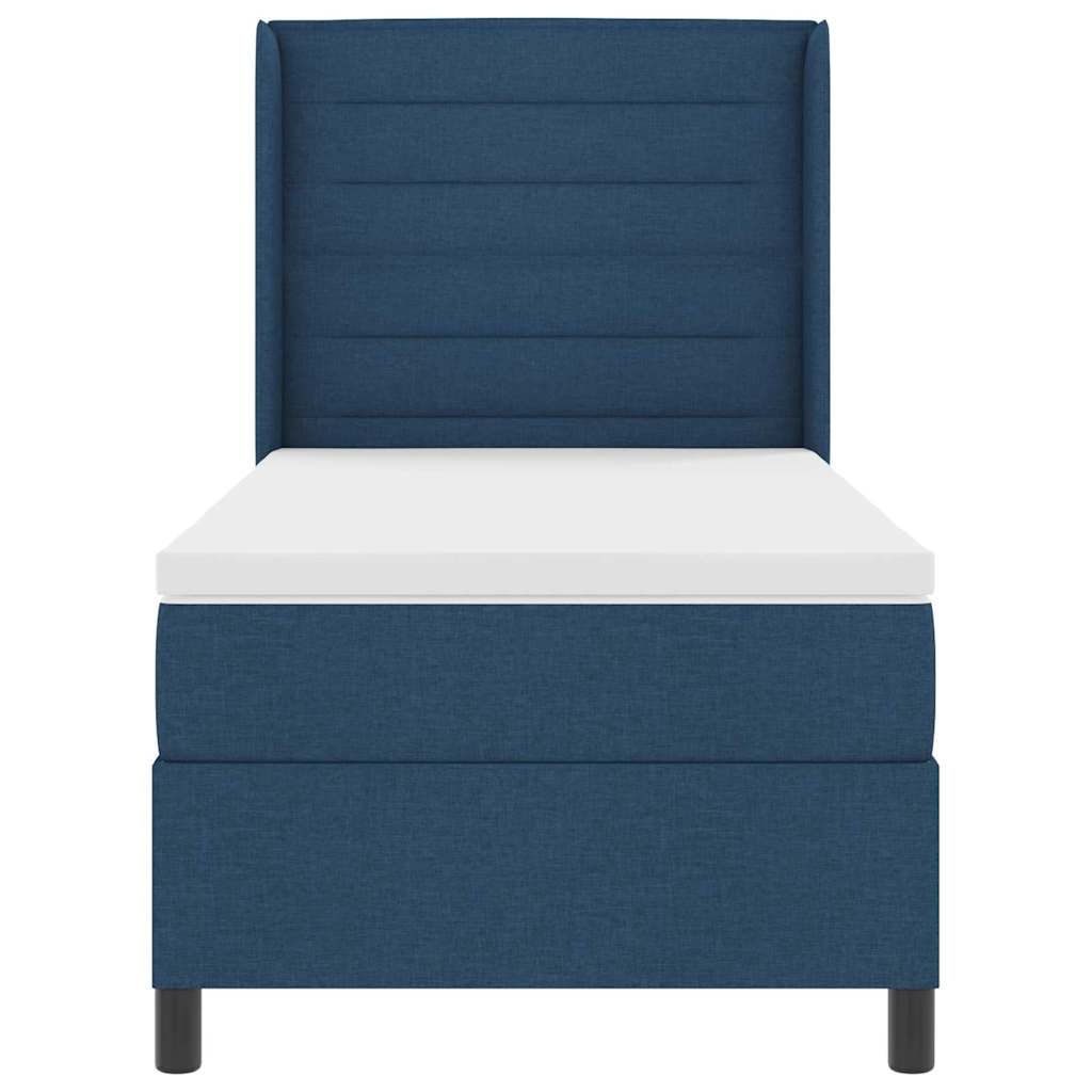 Box spring seng med madras med hovedgærde Blå 200 x 90 cm Stof