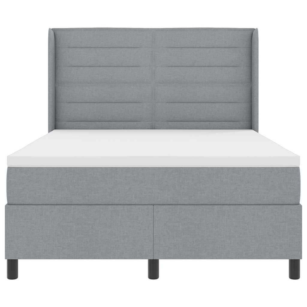 Box spring seng med madras Lysegrå 190 x 140 cm Stof