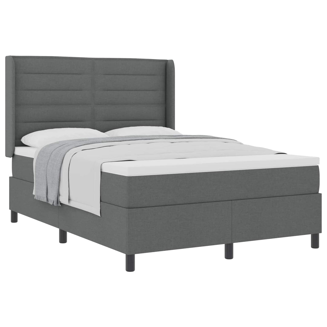 Box spring seng med madras Mørkegrå 190 x 140 cm Stof