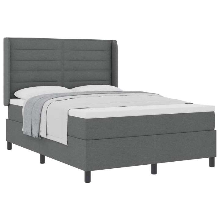 Box spring seng med madras Mørkegrå 190 x 140 cm Stof
