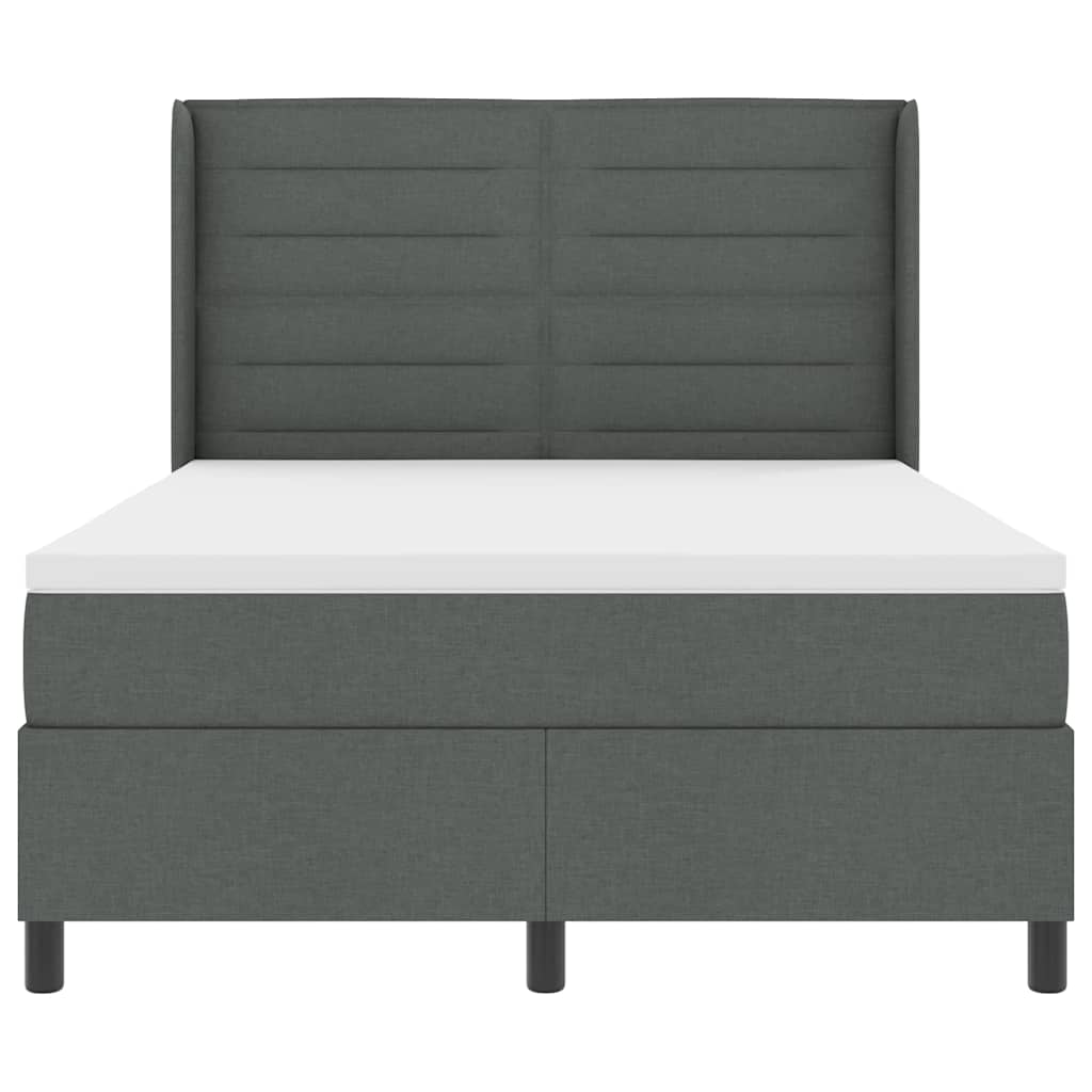 Box spring seng med madras Mørkegrå 190 x 140 cm Stof