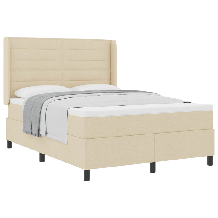 Box spring seng med madras Creme 190 x 140 cm Stof