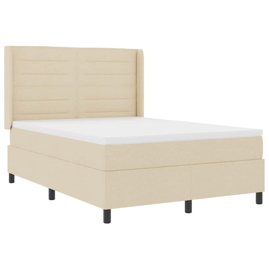 Box spring seng med madras Creme 190 x 140 cm Stof