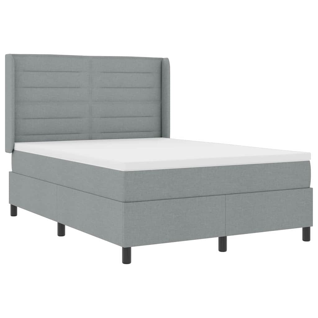 Box spring seng med madras Lysegrå 200 x 140 cm Stof