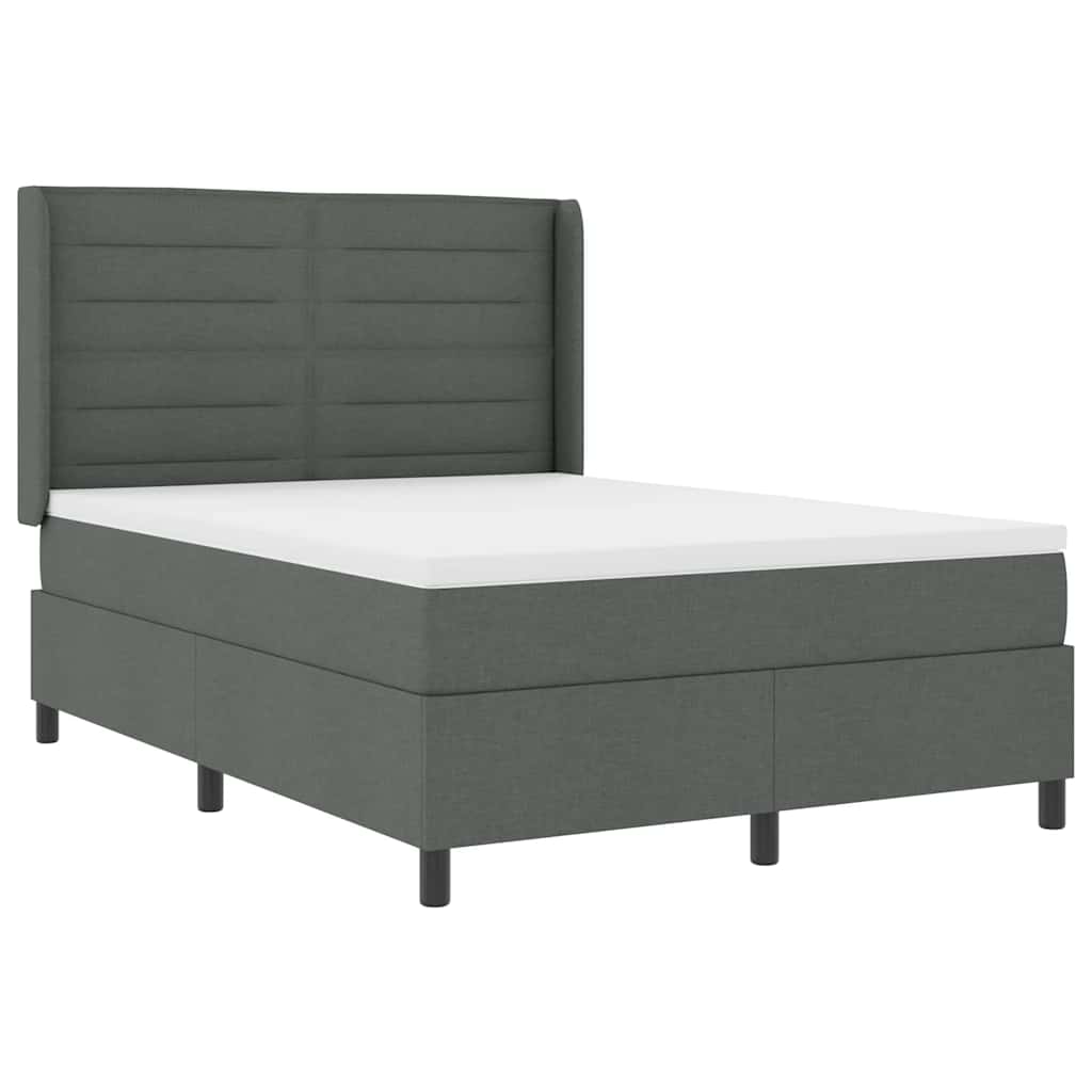 Box spring seng med madras Mørkegrå 200 x 140 cm Stof