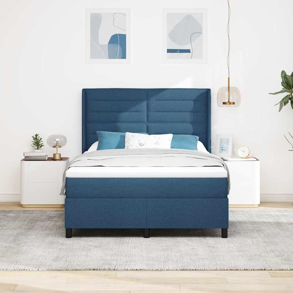 Box spring seng med madras med hovedgærde Blå 200 x 140 cm Stof