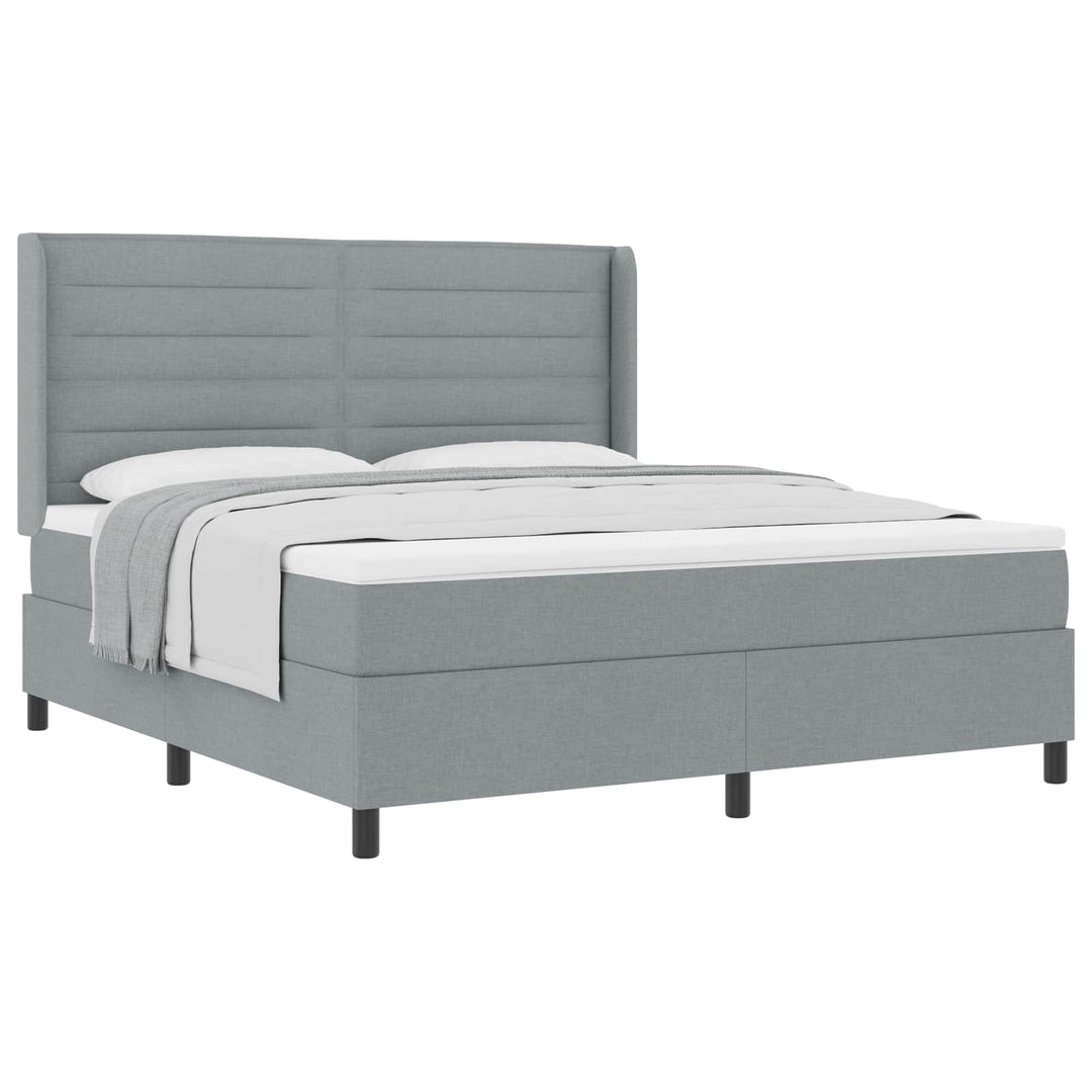 Box spring seng med pude Lysegrå 200 x 180 cm Stof