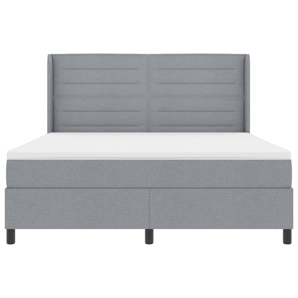 Box spring seng med pude Lysegrå 200 x 180 cm Stof