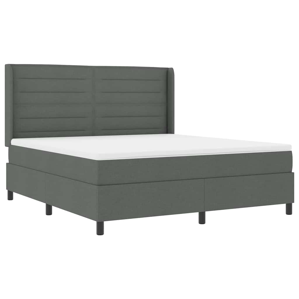 Box spring seng med madras Mørkegrå 200 x 180 cm Stof