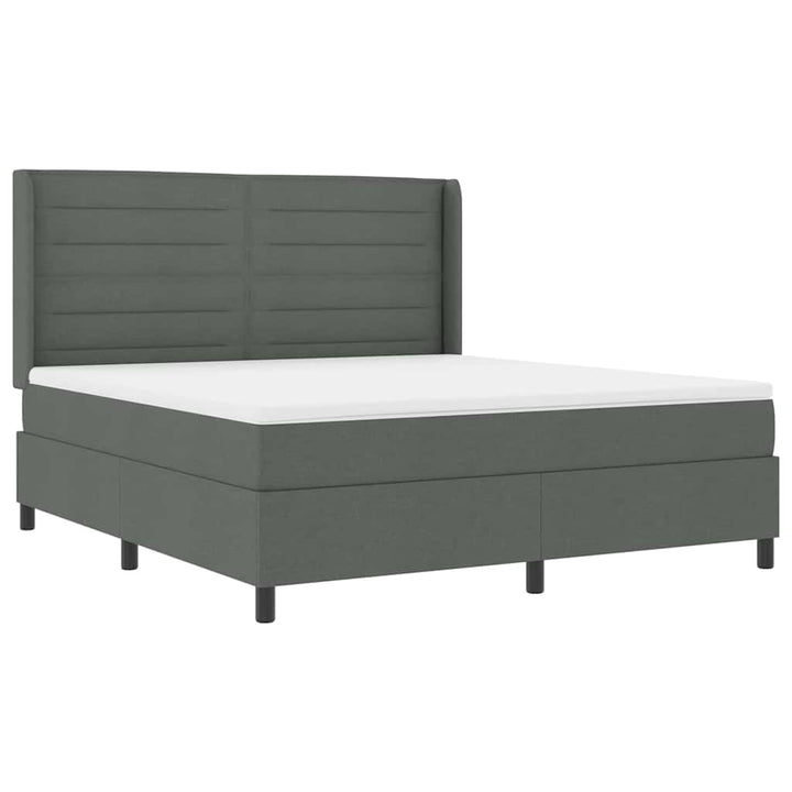 Box spring seng med madras Mørkegrå 200 x 180 cm Stof