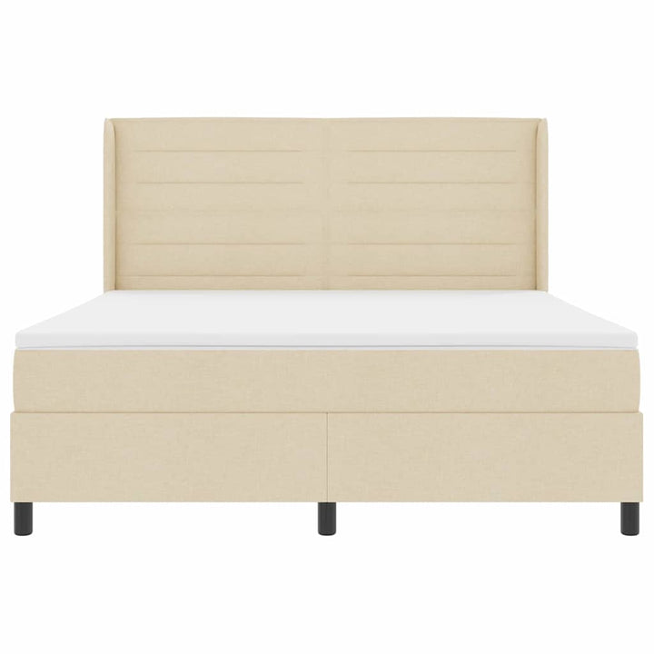 Box spring seng med pude med hovedgærde Creme 200 x 180 cm Stof