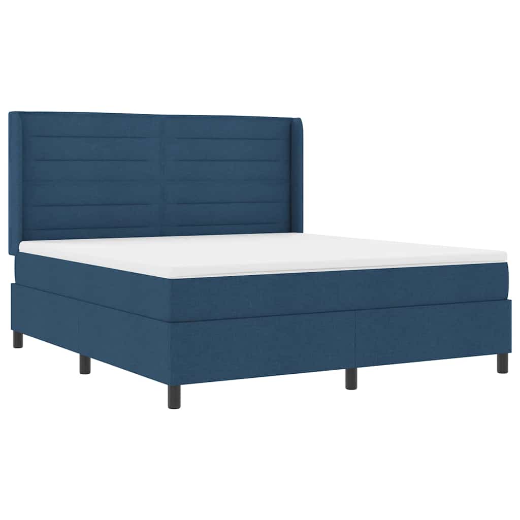 Box spring seng med madras med hovedgærde Blå 200 x 180 cm Stof
