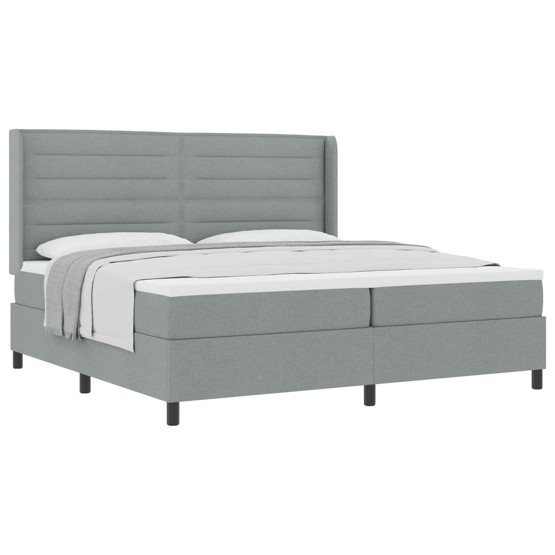 Box spring seng med pude Lysegrå 200 x 200 cm Stof