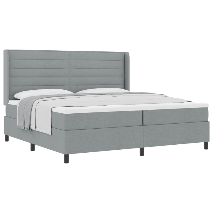 Box spring seng med pude Lysegrå 200 x 200 cm Stof