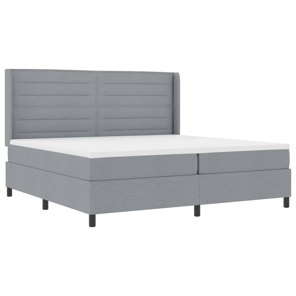 Box spring seng med pude Lysegrå 200 x 200 cm Stof