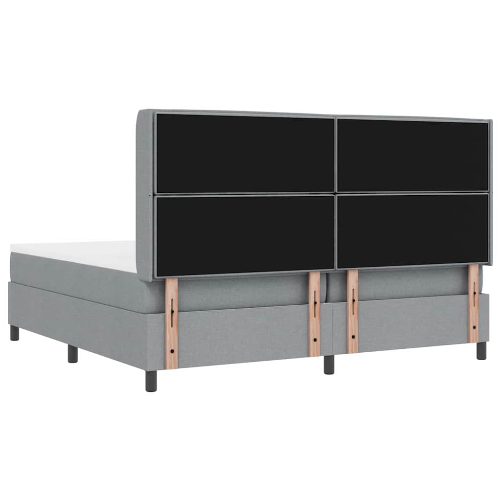 Box spring seng med pude Lysegrå 200 x 200 cm Stof