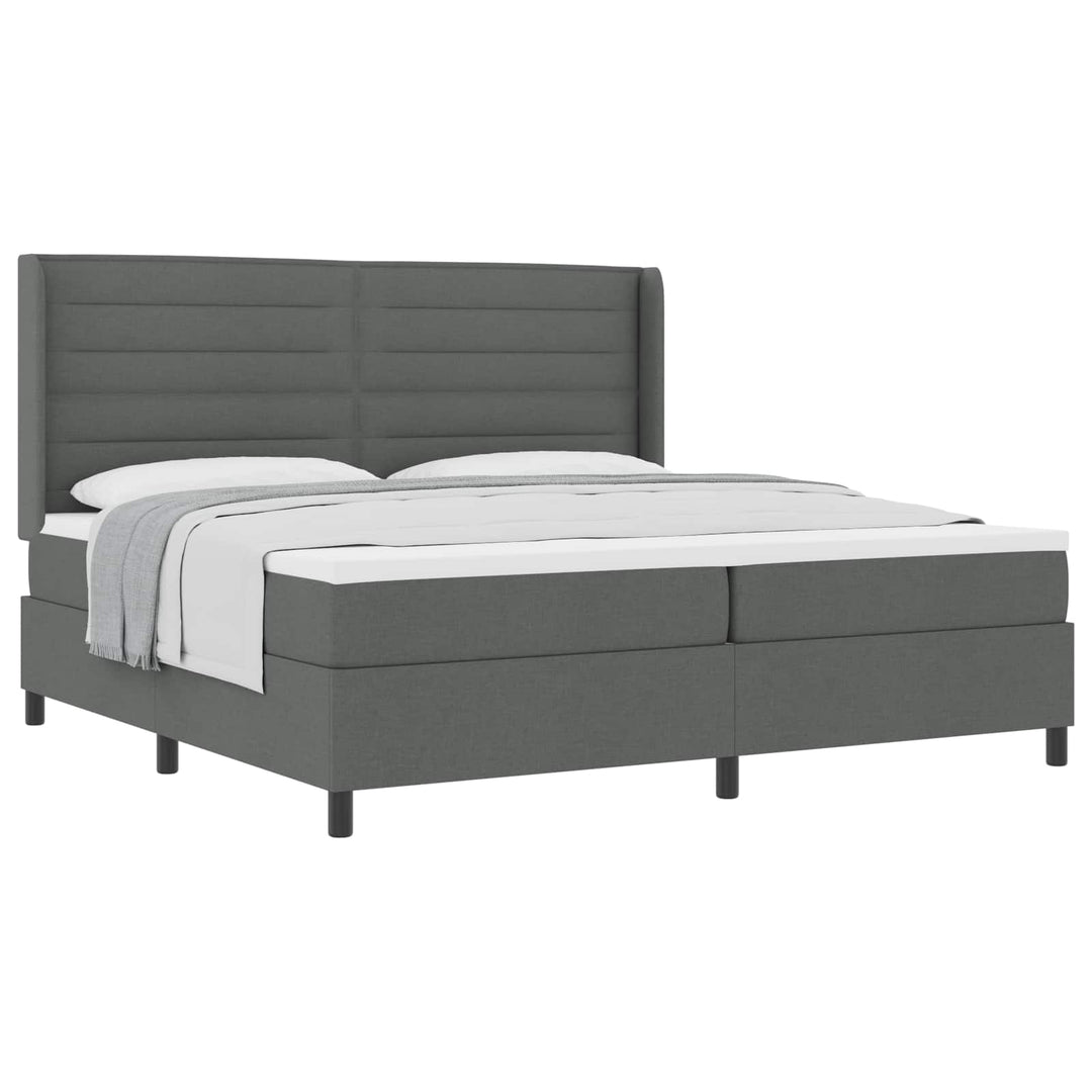 Box spring seng med madras Mørkegrå 200 x 200 cm Stof