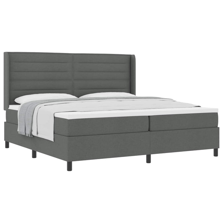 Box spring seng med madras Mørkegrå 200 x 200 cm Stof