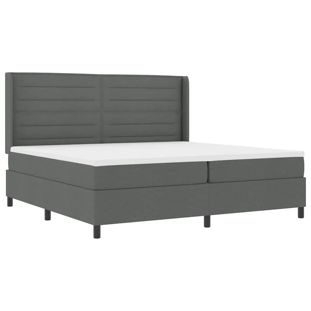 Box spring seng med madras Mørkegrå 200 x 200 cm Stof