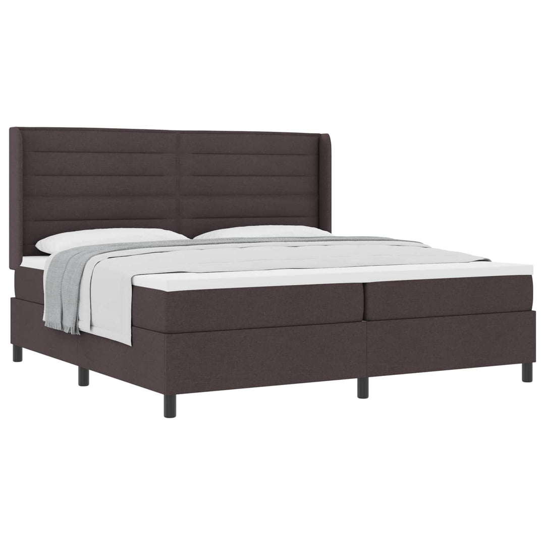 Box spring seng med madras Mørk Brun 200 x 200 cm Stof