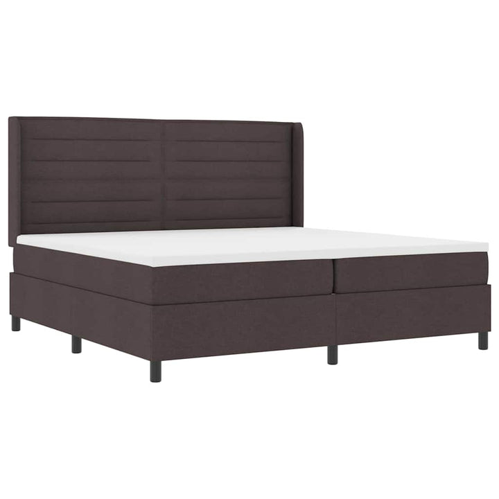 Box spring seng med madras Mørk Brun 200 x 200 cm Stof