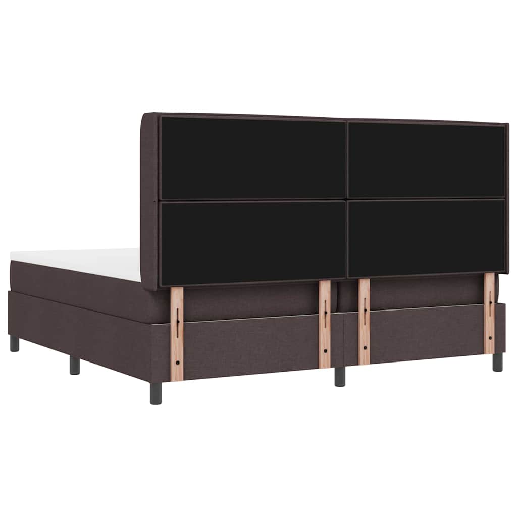 Box spring seng med madras Mørk Brun 200 x 200 cm Stof