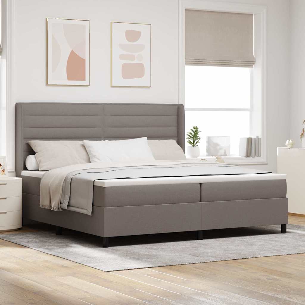 Box spring seng med madras Gråbrun 200 x 200 cm Stof